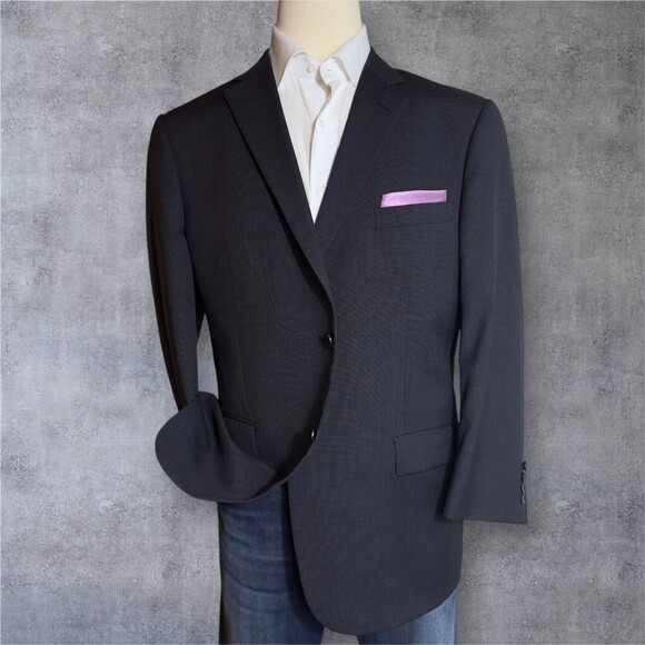 HART SHAFFNER MARX Mens Blazer 48R WOOL Sport Coat Two Button Suit Jacket Black - Picture 2 of 16
